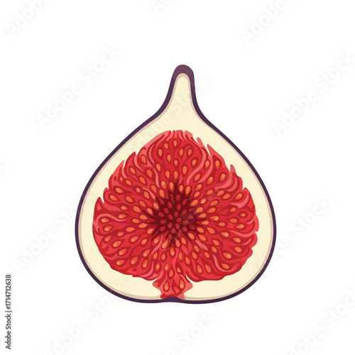 A cross-section of a ripe fig revealing its red interior.