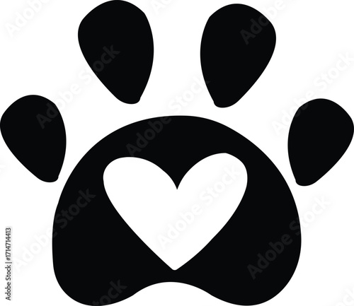 Dog paw print clip art design on plain white transparent isolated background for card, shirt, hoodie, sweatshirt, apparel, card, tag, mug, icon, poster or badge