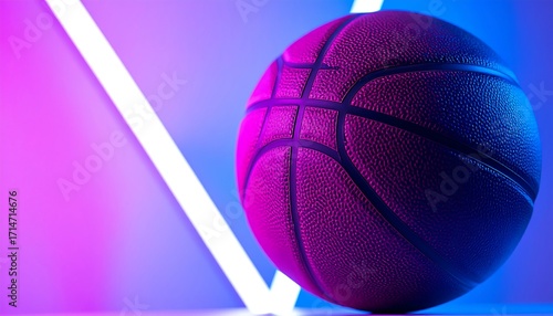Neon-lit basketball close-up