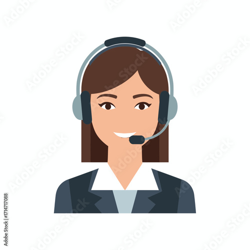 Woman wearing headset with microphone for customer service.