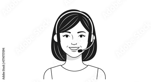 Woman wearing headset with microphone for communication.