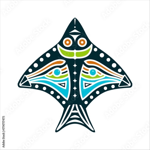 Hawaiian Aumakua Shark Owl Geometric Ancestor Spirit Hawaiian Aumakua Ancestor Spirit geometric shark or owl form