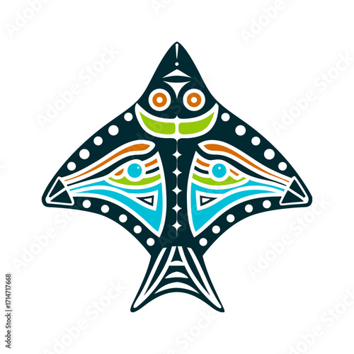 Hawaiian Aumakua Shark Owl Geometric Ancestor Spirit Hawaiian Aumakua Ancestor Spirit geometric shark or owl form