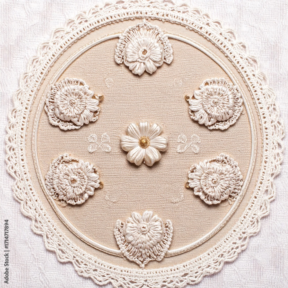 Obraz premium Ornate circular design with delicate flowers