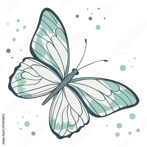 a whimsical watercolor butterfly with pastel pink