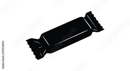 Simple black and white illustration of a wrapped chocolate candy bar