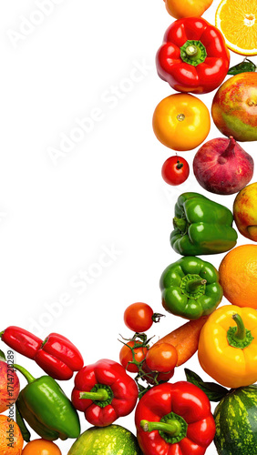 Vibrant fruits and vegetables border