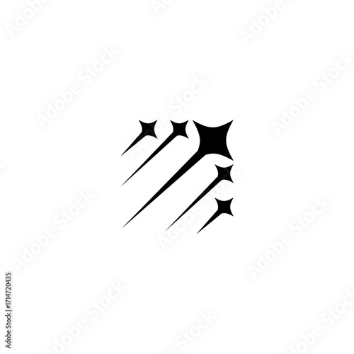Shooting Stars  Abstract Black and White Logo Design