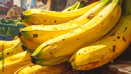 Closeup of a Bunch of Ripe Yellow Bananas.