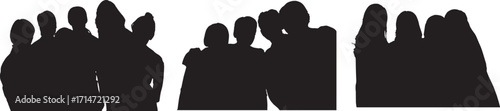 Diverse businesswomen silhouettes collection representing professionalism and modern workplace diversity isolated on white background