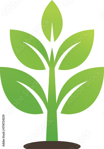 Vector art of green plant growing from soil for nature concept on a transparent background