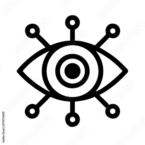 Vector art of a visionary eye with radiating connections, , represents insight, network, and the power of interconnectedness