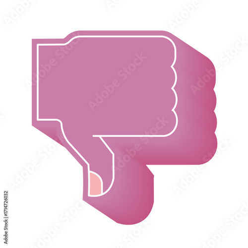 Thumbs down illustration. Hand showing dislike gesture, negative feedback, disapproval, rejection and dissatisfaction symbol in simple flat modern design.