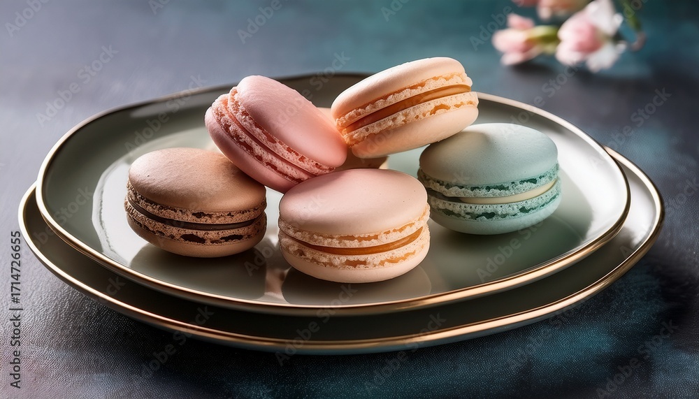 Obraz premium Delightful Pastel Macarons On Elegant Plate