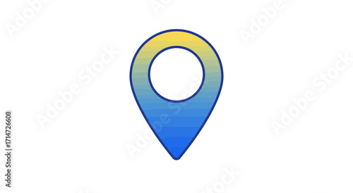 Gradient Blue and Yellow Location Pin Icon on White Background.