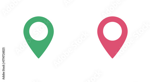 Two Simple Location Markers in Teal and Rose.