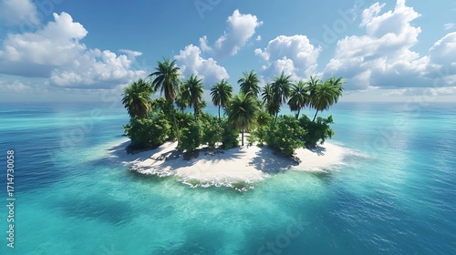 Fototapeta Naklejka Na Ścianę i Meble -  Idyllic tropical island paradise with white sand beach and palm trees