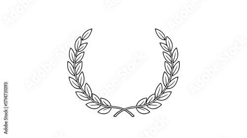 A simple black line drawing of a laurel wreath, a classic symbol of victory and achievement.