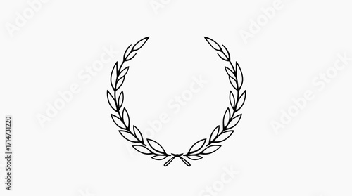 Simple black line drawing of a laurel wreath, a classic symbol of victory or achievement.