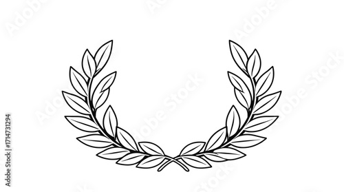 Simple black and white laurel wreath graphic design.
