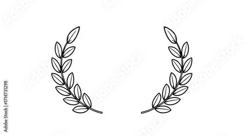 Elegant black and white laurel wreath design, symbolic of victory or achievement.