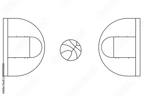 Basketball court top view, Basketball court line
