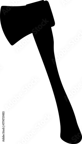 Black silhouette icon of an axe with smooth curves and bold flat design. Ideal for tool branding, camping apps, infographics, forestry signs, and outdoor gear logos.