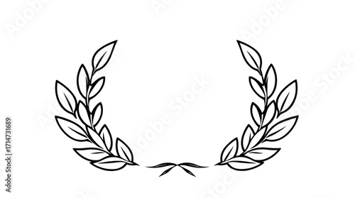 Elegant black and white laurel wreath design, symbolic of victory or achievement.