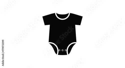 Simple black silhouette of a baby bodysuit flat vector illustration