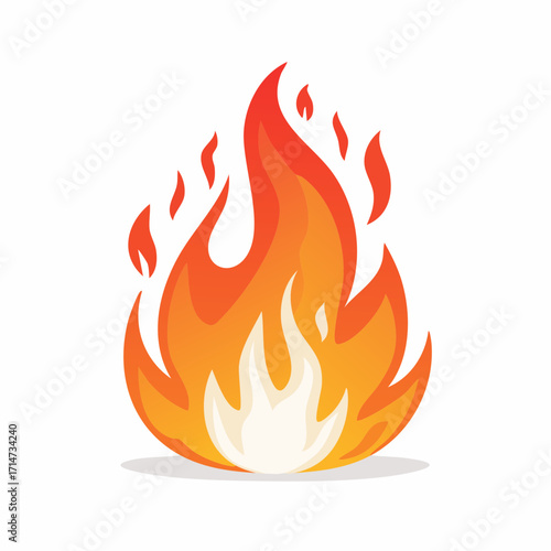 Vibrant Cartoon Fire Flame Icon Vector Illustration on Isolated White Background