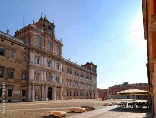Modena, Emilia-Romagna, Italy, Piazza Roma and the former Ducal Palace, now the Military Academy, a tourist attraction