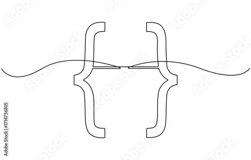 Square brackets icon line continuous drawing vector. 