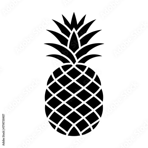 pineapple fruit vector illustration silhouette icon isolated on white background tropical summer symbol
