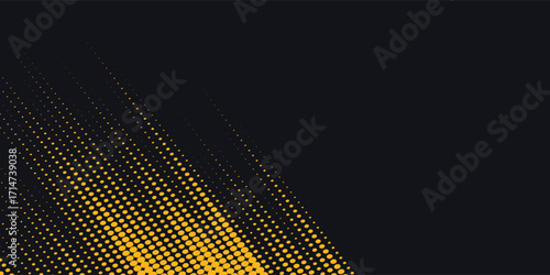 Dots pop art comics sport style vector illustration. Dots halftone yellow and black color pattern gradient grunge texture background.