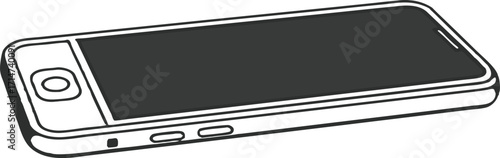 Black and White Illustration of a Smartphone with a Dark Screen mobile device