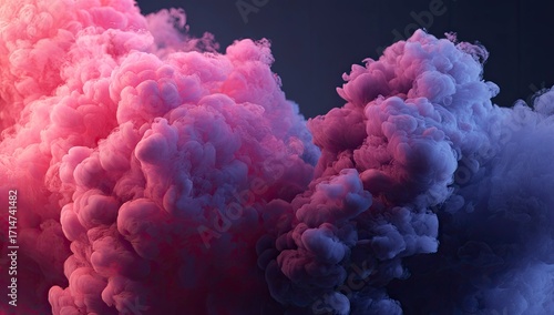 Abstract pink and blue swirling smoke clouds