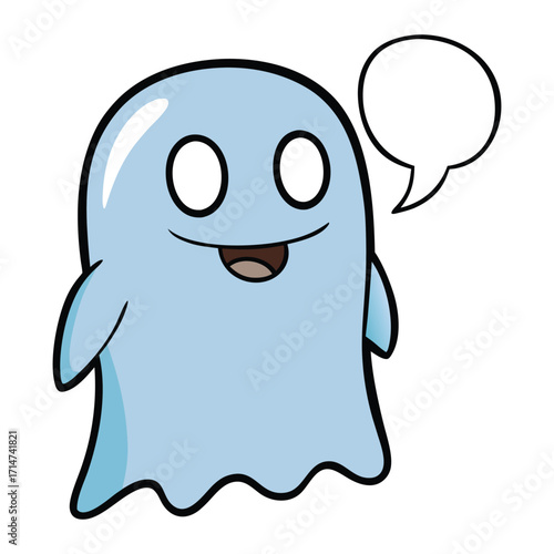 Friendly ghost with speech bubble