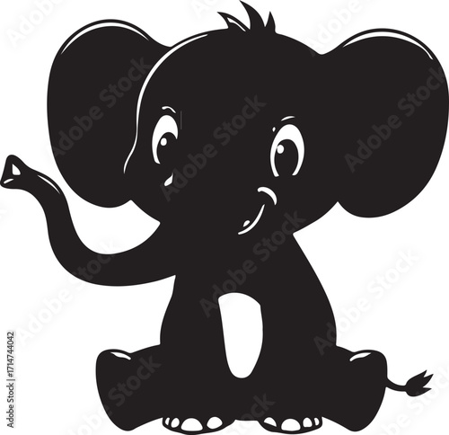 black elephant cartoon