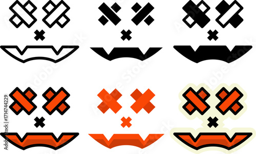 Set of spooky halloween ghost face icon