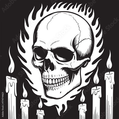 Skull and crossbones pirate symbol with scary skeleton head illustration