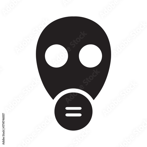 Vector art of black gas mask for protection against chemicals