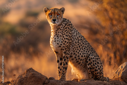 Wild cheetah resting in its natural habitat, captured in high-resolution wildlife photography.