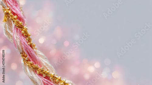 Raksha Bandhan Rakhi on Soft Cream Background with Bokeh — Festival Banner with Copy Space for Ads and Greetings