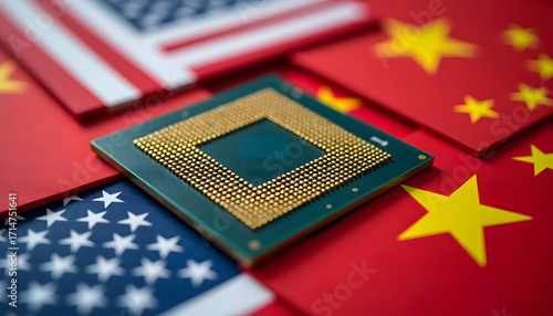Obraz na płótnie US and China Semiconductor Competition