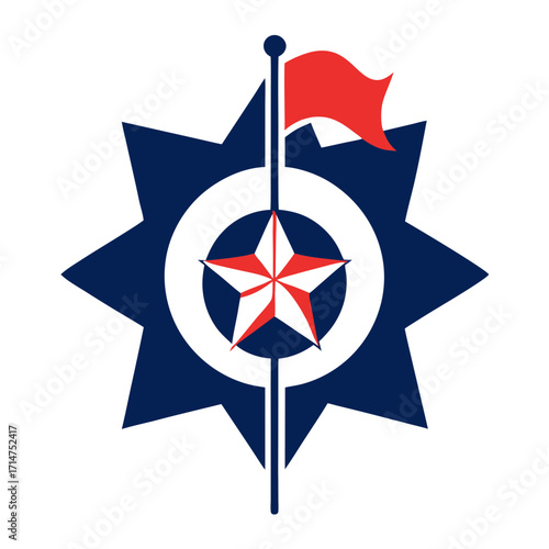 Abstract star and flag emblem