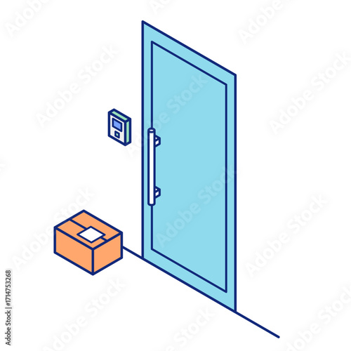 An isometric illustration of the entrance where the delivered package is placed