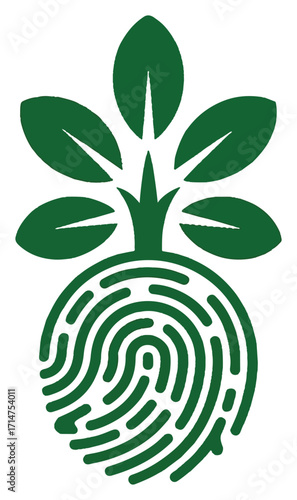 Green Plant Growing from Fingerprint Symbol