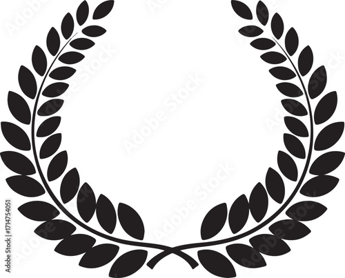 Vector art of black laurel wreath, symbolizing victory, achievement, and honor