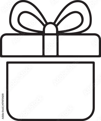 Vector art of simple outline drawing of a gift box with a ribbon and bow
