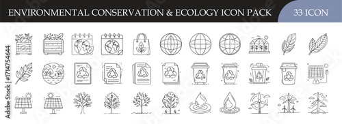 Environmental conservation and ecology icon set collection - Environmental conservation and ecology icon set collection
